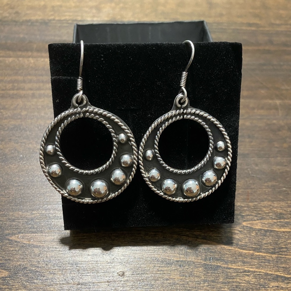 Sterling silver hoop native ball earrings